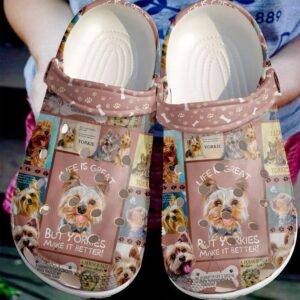 Yorkies Lover Sku 2764 Crocs Crocband Clog Comfortable For Mens Womens Classic Clog Water Shoes