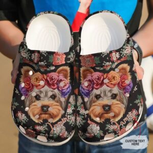 Yorkshire Personalized Floral Yorkie Sku 2767 Crocs Crocband Clog Comfortable For Mens Womens Classic Clog Water Shoes